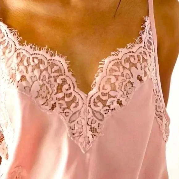 Free People Intimately pink lace camisole ladies satin cami Size M nwot - Picture 7 of 9
